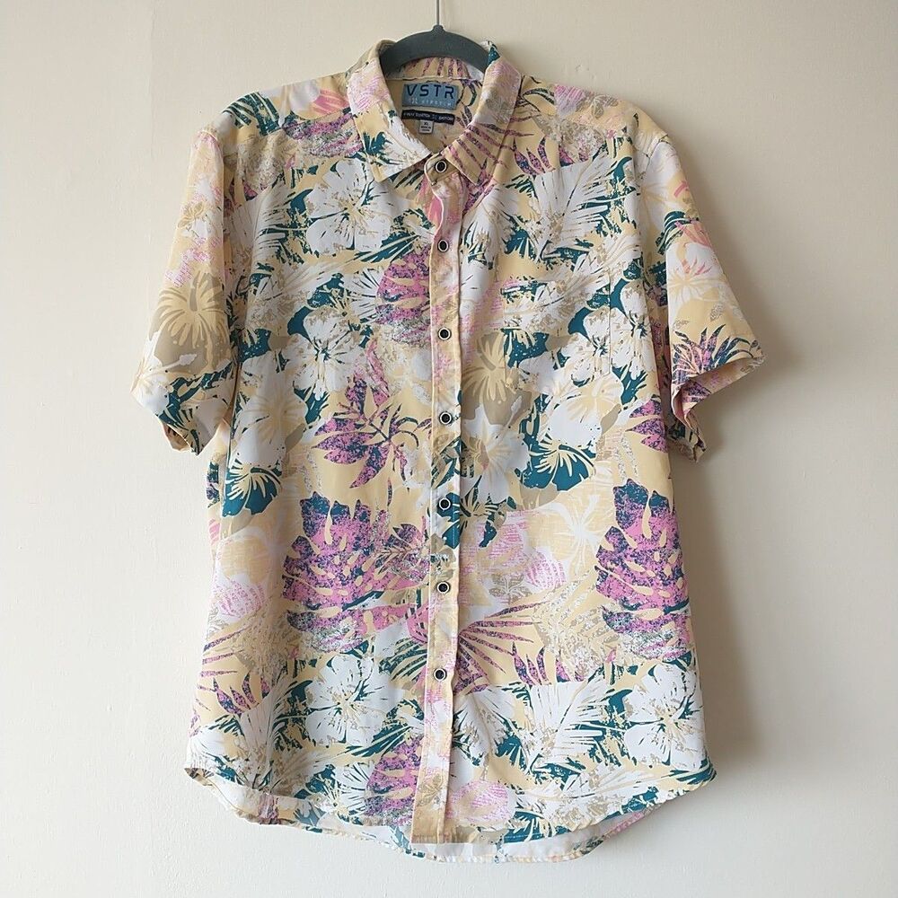 VSTR ButtonUp Shirt Mens XL Multicolor Floral Performance 4-Way Stretch Hawaiian